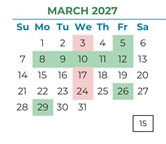 District School Academic Calendar for Argonaut High for March 2027