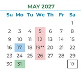 District School Academic Calendar for Argonaut High for May 2027