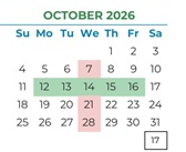 District School Academic Calendar for Argonaut High for October 2026