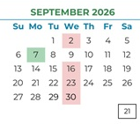 District School Academic Calendar for Argonaut High for September 2026
