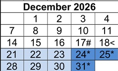 District School Academic Calendar for Loara High for December 2026