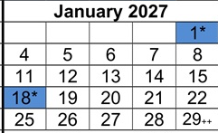 District School Academic Calendar for Loara High for January 2027