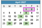 District School Academic Calendar for Bach Elementary School for April 2027