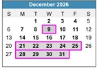 District School Academic Calendar for Bach Elementary School for December 2026