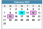 District School Academic Calendar for Bach Elementary School for February 2027