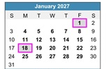 District School Academic Calendar for Bach Elementary School for January 2027