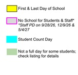 District School Academic Calendar Legend for Bach Elementary School