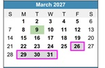 District School Academic Calendar for Bach Elementary School for March 2027