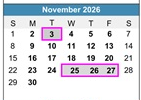 District School Academic Calendar for Bach Elementary School for November 2026