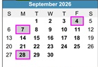 District School Academic Calendar for Bach Elementary School for September 2026