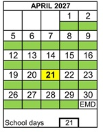 District School Academic Calendar for Antioch Charter Academy for April 2027
