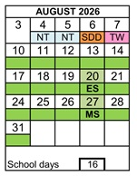 District School Academic Calendar for Antioch Charter Academy for August 2026