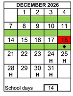 District School Academic Calendar for Antioch Charter Academy for December 2026