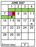 District School Academic Calendar for Antioch Charter Academy for June 2027