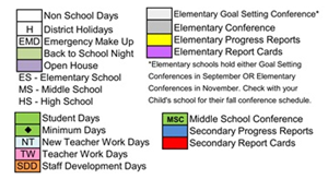 District School Academic Calendar Legend for Antioch Charter Academy