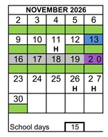 District School Academic Calendar for Antioch Charter Academy for November 2026