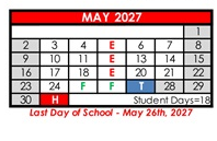 District School Academic Calendar for Granite Hills High for May 2027