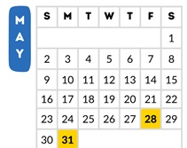 District School Academic Calendar for Dan Spalding Academy for May 2027