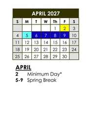 District School Academic Calendar for Holly Avenue Elementary for April 2027