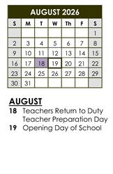 District School Academic Calendar for Holly Avenue Elementary for August 2026