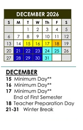 District School Academic Calendar for Holly Avenue Elementary for December 2026