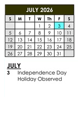 District School Academic Calendar for Holly Avenue Elementary for July 2026