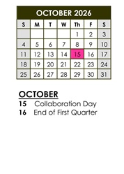 District School Academic Calendar for Holly Avenue Elementary for October 2026