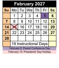 District School Academic Calendar for Penasco Elementary for February 2027