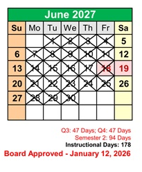 District School Academic Calendar for Penasco Elementary for June 2027