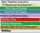 District School Academic Calendar Legend for Penasco Elementary