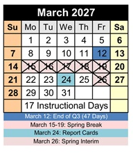 District School Academic Calendar for Penasco Elementary for March 2027