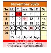 District School Academic Calendar for Penasco Elementary for November 2026