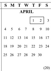District School Academic Calendar for West Mall Alternative for April 2027