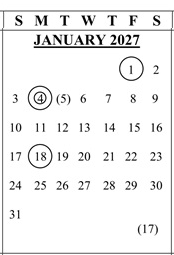 District School Academic Calendar for West Mall Alternative for January 2027