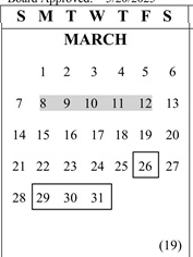 District School Academic Calendar for West Mall Alternative for March 2027