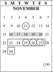 District School Academic Calendar for West Mall Alternative for November 2026