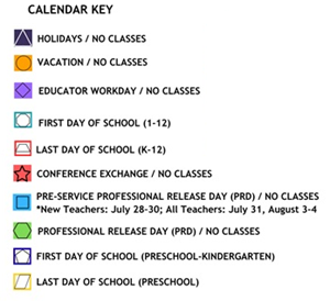 District School Academic Calendar Legend for Sixth Avenue Elementary School