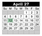 District School Academic Calendar for Lydia Rippey Elem for April 2027