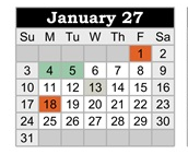District School Academic Calendar for Lydia Rippey Elem for January 2027