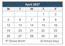 District School Academic Calendar for Chipman Junior High for April 2027