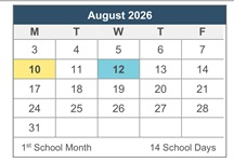 District School Academic Calendar for Chipman Junior High for August 2026
