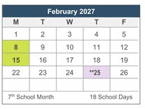 District School Academic Calendar for Chipman Junior High for February 2027