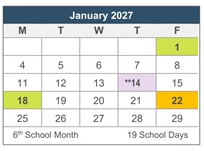 District School Academic Calendar for Chipman Junior High for January 2027