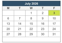 District School Academic Calendar for Chipman Junior High for July 2026