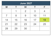 District School Academic Calendar for Chipman Junior High for June 2027