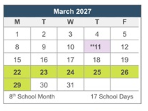 District School Academic Calendar for Chipman Junior High for March 2027