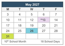 District School Academic Calendar for Chipman Junior High for May 2027