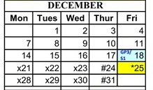 District School Academic Calendar for Deanza Elementary for December 2026