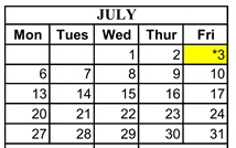 District School Academic Calendar for Deanza Elementary for July 2026