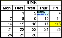 District School Academic Calendar for Deanza Elementary for June 2027